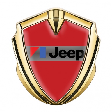 Jeep Emblem Abzeichen Goldtonfarbe Rote Auflage