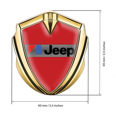 Jeep Emblem Abzeichen Goldtonfarbe Rote Auflage