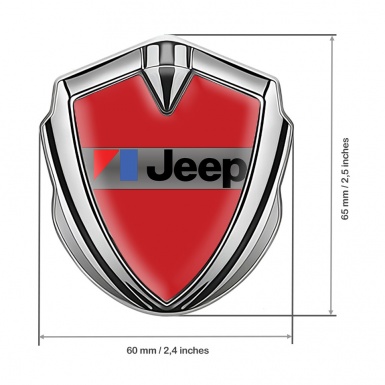 Jeep Emblem Abzeichen Silbertonfarbe Rote Auflage