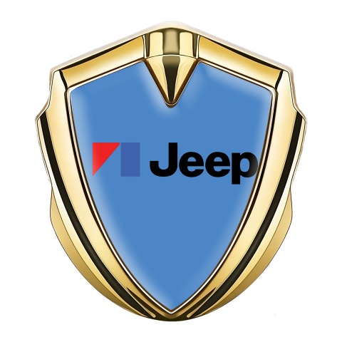 Jeep Domed Emblem Badge Gold Icy Blue American Motors Design