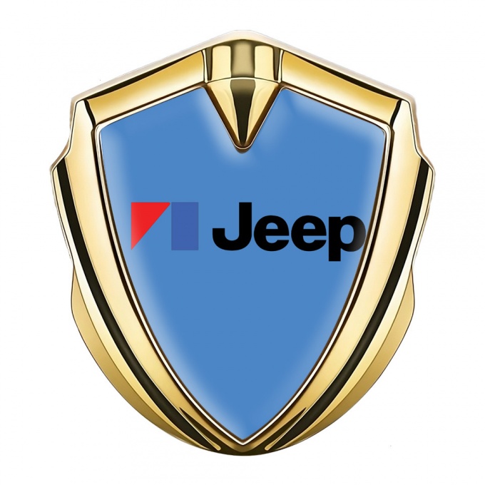 Jeep Emblem Auto Zeichen Goldtonfarbe Blau Auflage