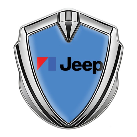 Jeep Domed Emblem Badge Silver Icy Blue American Motors Design