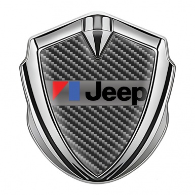 Jeep elbstklebendes Metallaufkleber Emblem Silbertonfarbe Dunkles Carbon Auflage