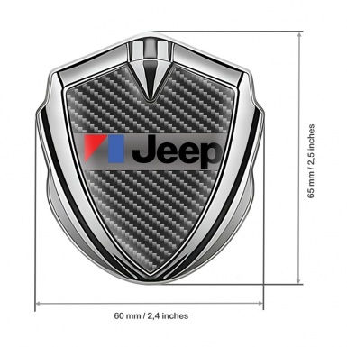 Jeep elbstklebendes Metallaufkleber Emblem Silbertonfarbe Dunkles Carbon Auflage