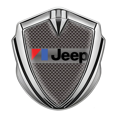 Jeep Emblem Metal Badge Silver Grey Carbon American Motors Variant