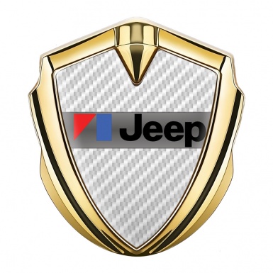 Jeep Emblem Abzeichen Goldtonfarbe Weiss Kohlenstoff Auflage