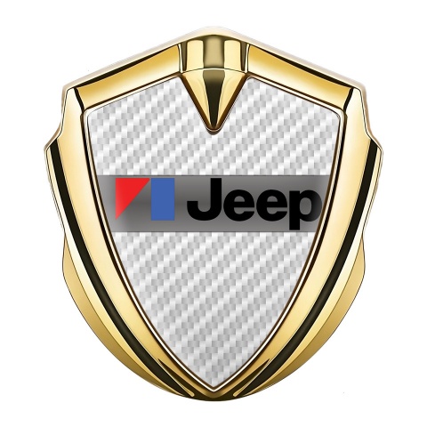 Jeep Emblem Abzeichen Goldtonfarbe Weiss Kohlenstoff Auflage