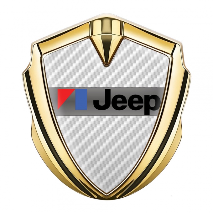 Jeep Emblem Abzeichen Goldtonfarbe Weiss Kohlenstoff Auflage