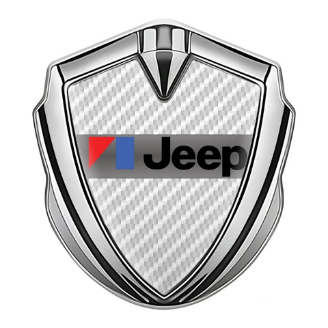 Jeep Silicon Emblem Badge Silver White Carbon American Motors Edition