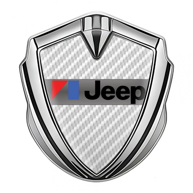 Jeep Emblem Abzeichen Silbertonfarbe Weiss Kohlenstoff Auflage