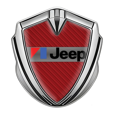 Jeep Emblem Car Badge Silver Red Carbon American Motors Edition