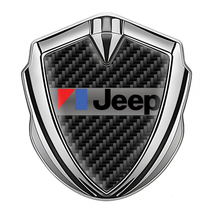 Jeep Emblem Abzeichen selbstklebend Silbertonfarbe Schwarz Kohlenstoff Auflage