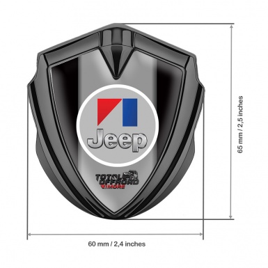 Jeep Emblem Auto Zeichen Graphit Tonfarbe Schwarz Hintergrund mit Rundes Grau Logo 