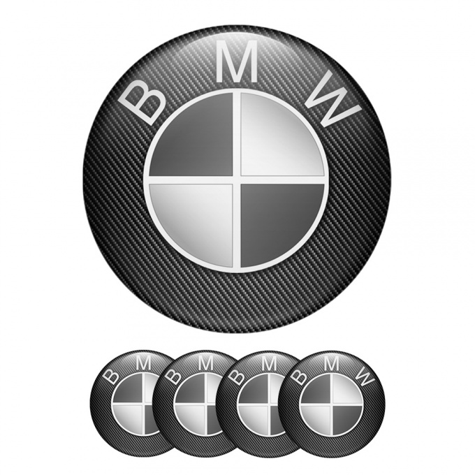 BMW Center Hub Dome Stickers 3D Classic Grey Carbon