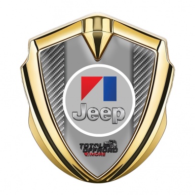 Jeep Seitenflugel Emblem Aufkleber Goldtonfarbe Grau Carbon mit Rundes Grau Logo