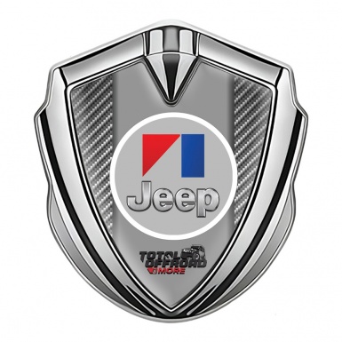 Jeep Seitenflugel Emblem Aufkleber Silbertonfarbe Grau Carbon mit Rundes Grau Logo