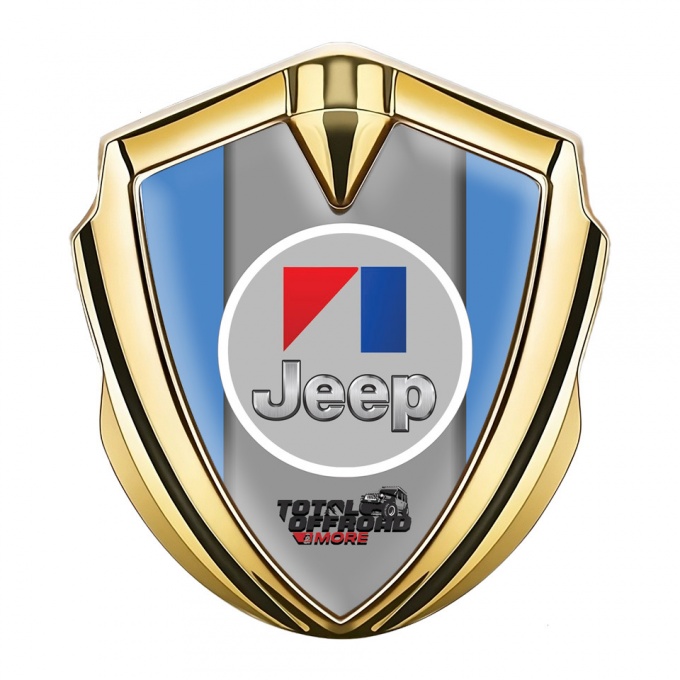 Jeep Emblem Trunk Badge Gold Blue Frame Total Offroad Edition