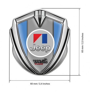 Jeep Emblem Trunk Badge Silver Blue Frame Total Offroad Edition