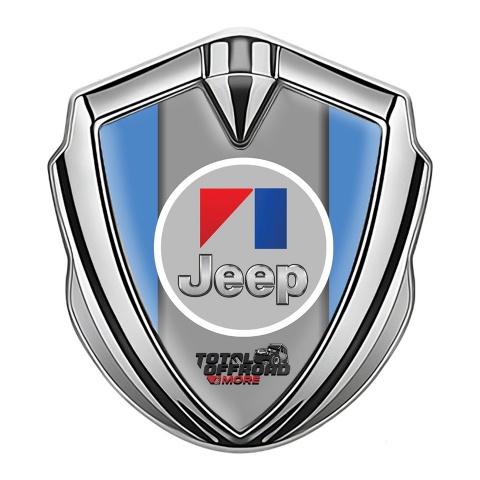 Jeep Emblem Trunk Badge Silver Blue Frame Total Offroad Edition