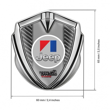 Jeep Metal Emblem Badge Silver Dark Carbon Total Offroad Design