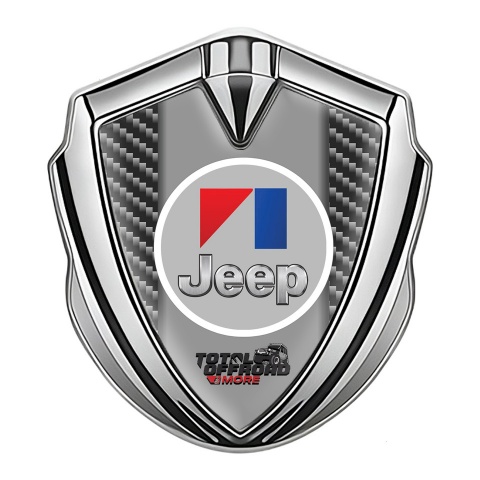 Jeep Metal Emblem Badge Silver Dark Carbon Total Offroad Design