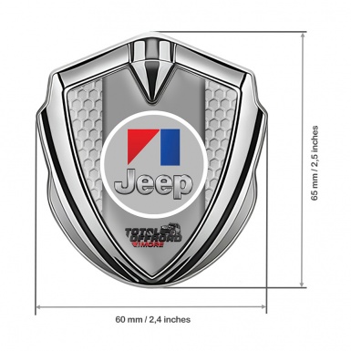 Jeep Emblem Ornament Silver Honeycomb Frame Total Offroad Motif