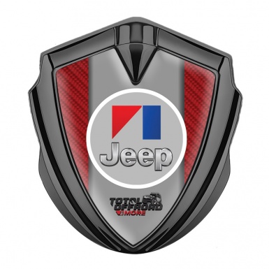 Jeep Emblem Metal Badge Graphite Red Carbon Total Offroad Motif