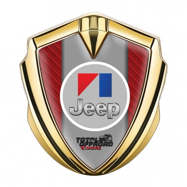 Jeep Emblem Metal Badge Gold Red Carbon Total Offroad Motif