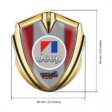 Jeep Emblem Metal Badge Gold Red Carbon Total Offroad Motif