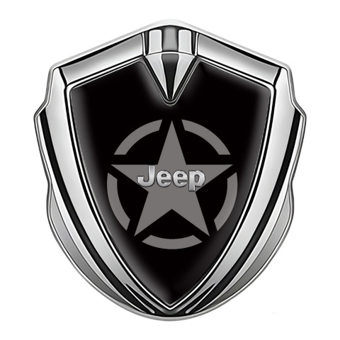 Jeep Silicon Emblem Silver Black Print Grey Star Symbol Edition