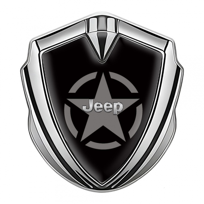 Jeep Silicon Emblem Silver Black Print Grey Star Symbol Edition