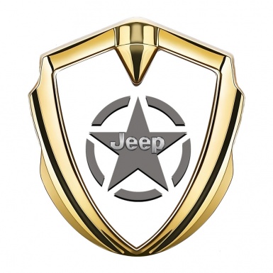 Jeep Bodyside Emblem Self Adhesive Gold White Print Grey Star Edition