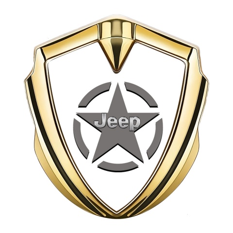 Jeep Bodyside Emblem Self Adhesive Gold White Print Grey Star Edition