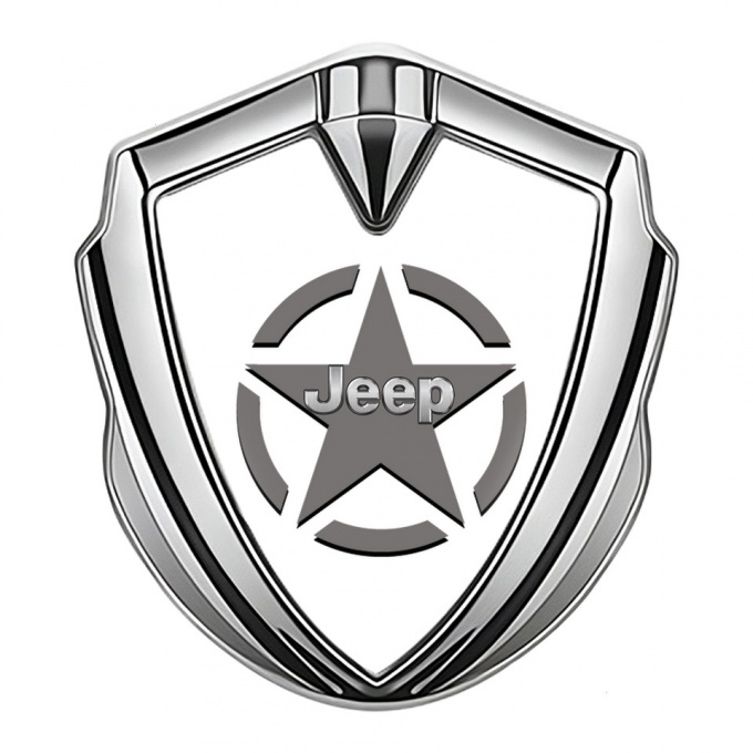 Jeep Bodyside Emblem Self Adhesive Silver White Print Grey Star Edition