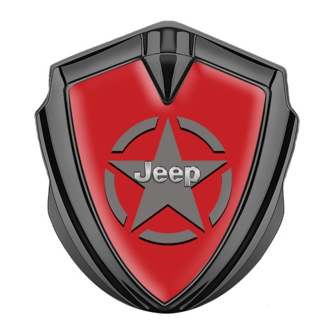 Jeep Emblem Silicon Badge Graphite Red Background Grey Star Variant