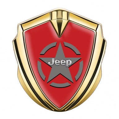 Jeep Emblem Silicon Badge Gold Red Background Grey Star Variant