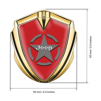 Jeep Emblem Silicon Badge Gold Red Background Grey Star Variant