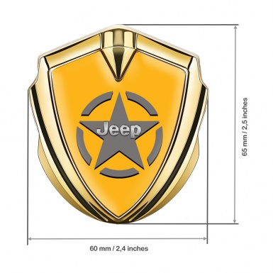 Jeep Metal Domed Emblem Gold Yellow Background Grey Star Variant