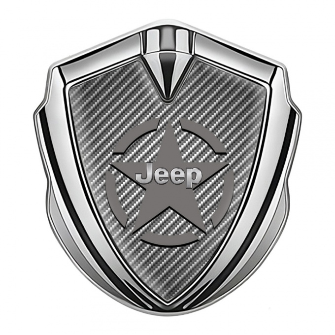 Jeep Badge Self Adhesive Silver Light Carbon Grey Star Variant