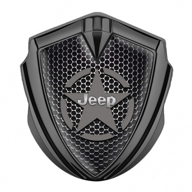 Jeep Badge Self Adhesive Graphite Steel Grate Grey Star Edition