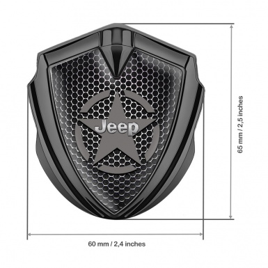 Jeep Badge Self Adhesive Graphite Steel Grate Grey Star Edition