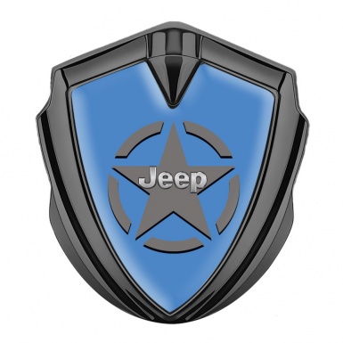 Jeep Metal Emblem Self Adhesive Graphite Blue Base Grey Star Edition