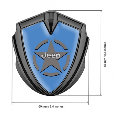 Jeep Metal Emblem Self Adhesive Graphite Blue Base Grey Star Edition