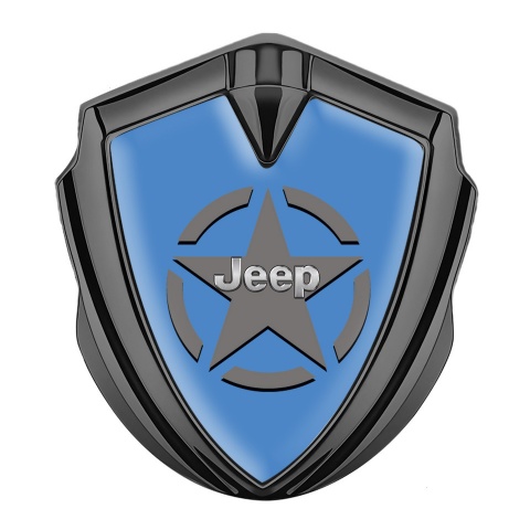 Jeep Metal Emblem Self Adhesive Graphite Blue Base Grey Star Edition