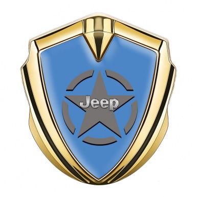 Jeep Metal Emblem Self Adhesive Gold Blue Base Grey Star Edition