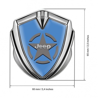 Jeep Metal Emblem Self Adhesive Silver Blue Base Grey Star Edition