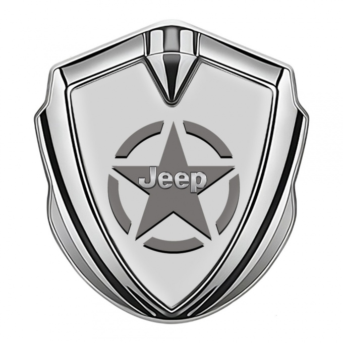 Jeep Fender Emblem Badge Silver Grey Fill Star Logo Edition