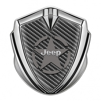 Jeep Emblem Trunk Badge Silver Dark Carbon Star Logo Design