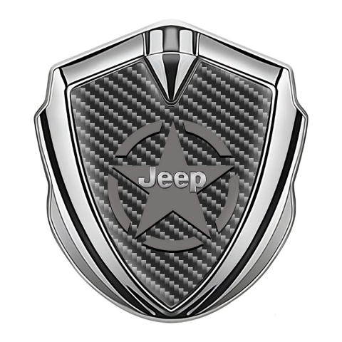 Jeep Emblem Trunk Badge Silver Dark Carbon Star Logo Design