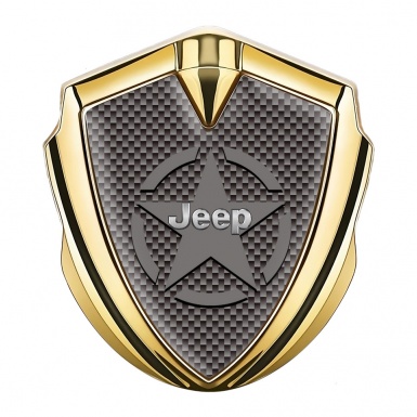 Jeep Emblem Trunk Badge Gold Grey Carbon Star Logo Design